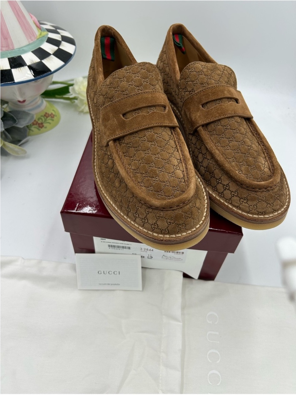 Men’s Gucci GG monogram web loafers size 11 fits 11.5 US made in Italy - Picture 8 of 9